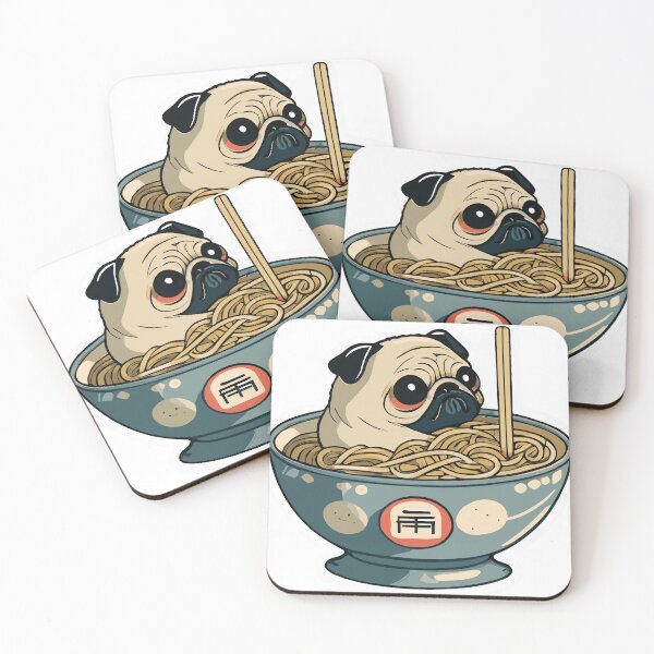Item preview, Cute Pug in Ramen Bowl designed and sold by BandanaMontana.