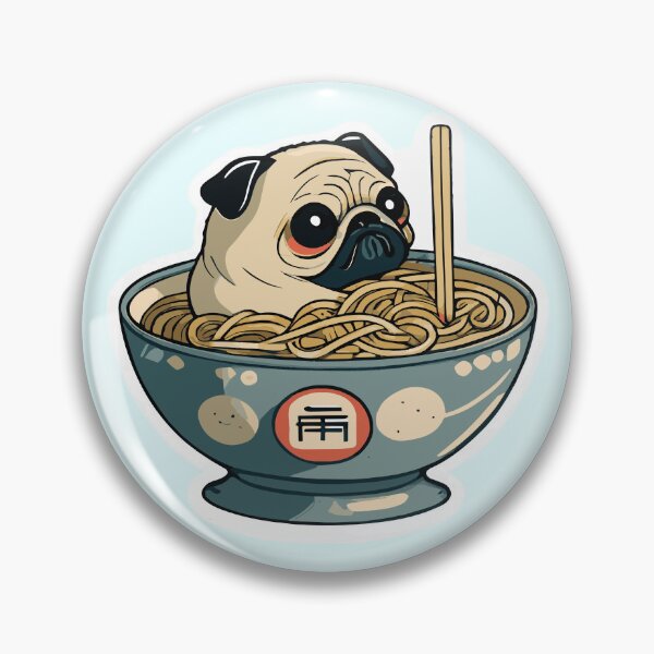 Item preview, Cute Pug in Ramen Bowl designed and sold by BandanaMontana.