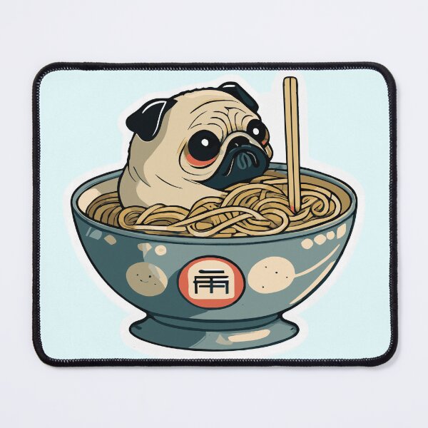 Item preview, Cute Pug in Ramen Bowl designed and sold by BandanaMontana.