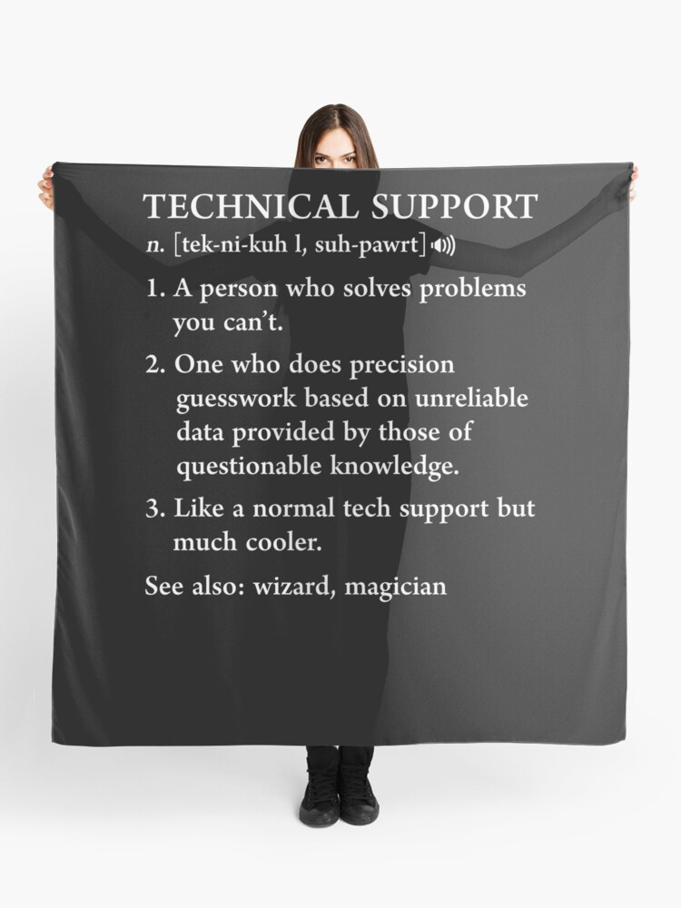 Funny Tech Support Definition Computer Geek Gag Gift Scarf By