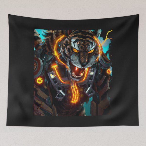Item preview, A cybernetic style warrior tiger with glowing eyes and metal fangs designed and sold by FreeMind-Design.