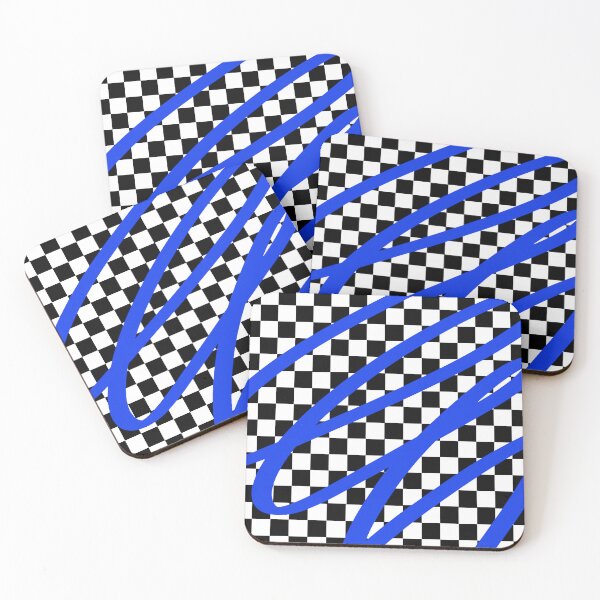 Item preview, Blue Doodles on a Checkered Black&White Background | Digital Art | Graphic Design designed and sold by ElVyartStore.
