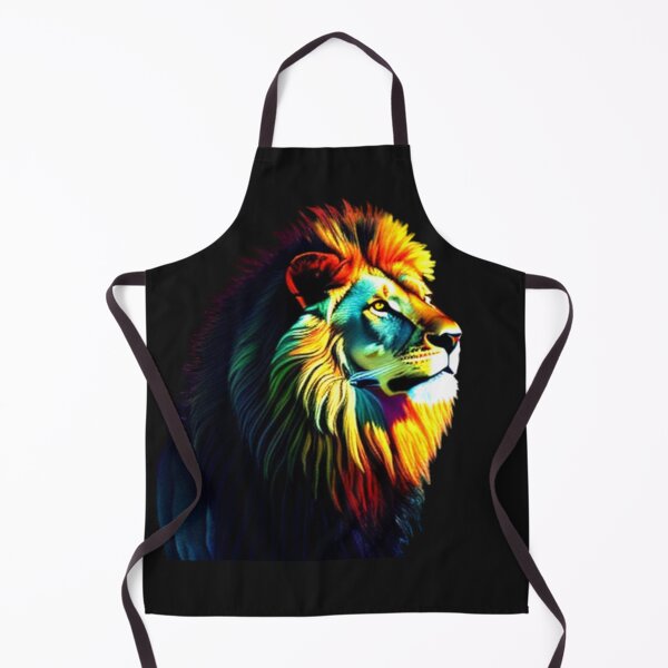 Item preview, A majestic lion, its golden mane blowing in the wind, stands proud against a vibrant pink and orange sunset. designed and sold by FreeMind-Design.