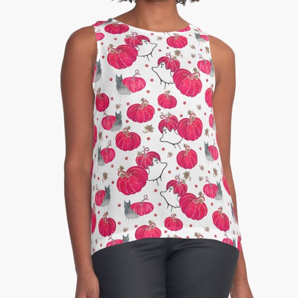Boo Pumpkin Cat- Hot Pink Sleeveless Top