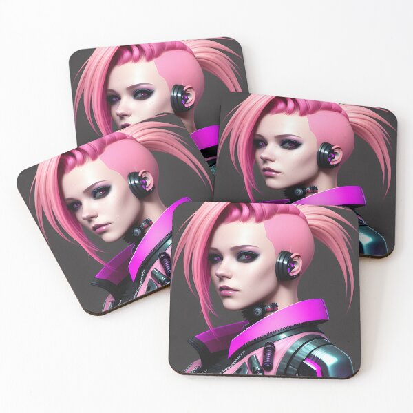 Item preview, DJ ciberpunk de pelo rosa designed and sold by thewolffpress.