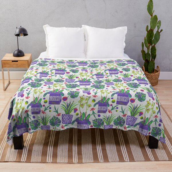 Exotic Tropic- Purple Base Throw Blanket