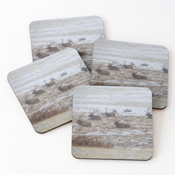 Item preview, Elk with Antlers in a Snow Storm designed and sold by SafariByMarisa.