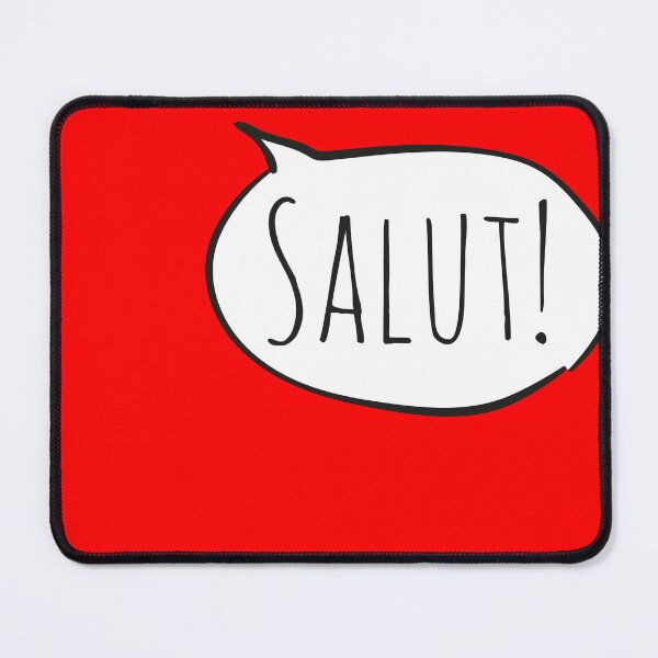 Item preview, Cheerful SALUT! with white speech bubble on red (Français / French) designed and sold by Ofeefee.