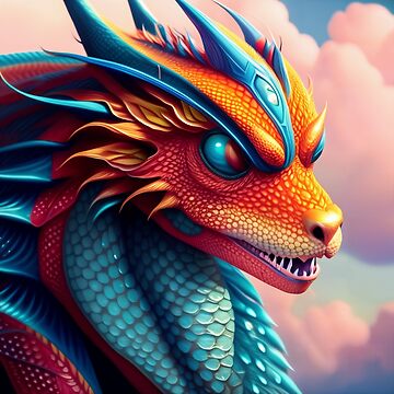 Artwork thumbnail, Orange and Blue Mystic Fox Dragon by dragynrain