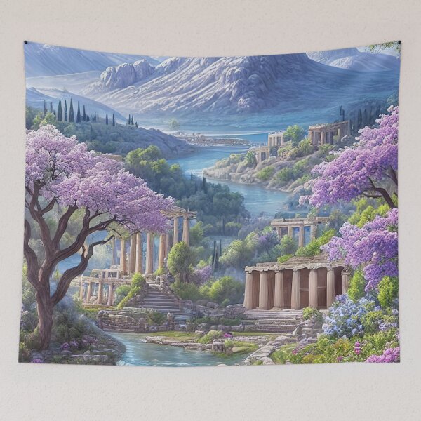 Item preview, Mystical ancient Greek fantasy city painting designed and sold by RK - Shop.