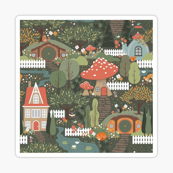 Vista previa del artículo con la obra «Pueblo arbolado caprichoso», diseñado y vendido por meghanmarie.