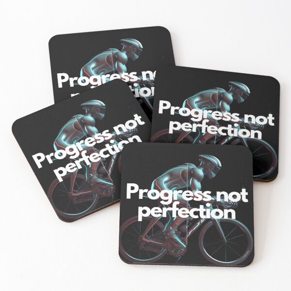 Item preview, Progress not perfection Triathlon White on Black Game engine rendering, Cinematic, sprite sheet, multi colors, abstract, Realistic dramatic lighting designed and sold by Triathlongram.