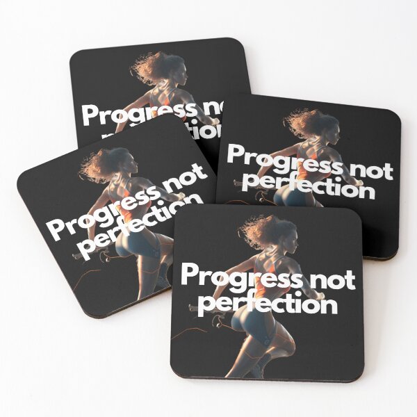 Item preview, Progress not perfection Triathlon White on Black Game engine rendering, Cinematic, sprite sheet, multi colors, abstract, Realistic dramatic lighting designed and sold by Triathlongram.