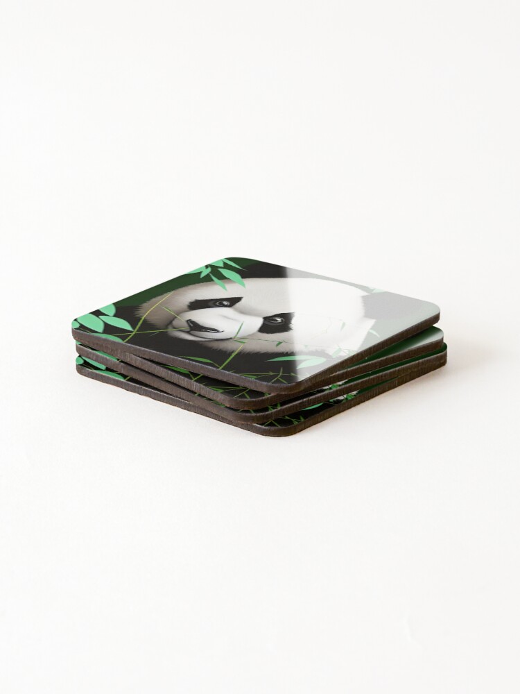 Thumbnail 4 of 5, Coasters (Set of 4), Panda Behind Bamboo designed and sold by RockingPandS.