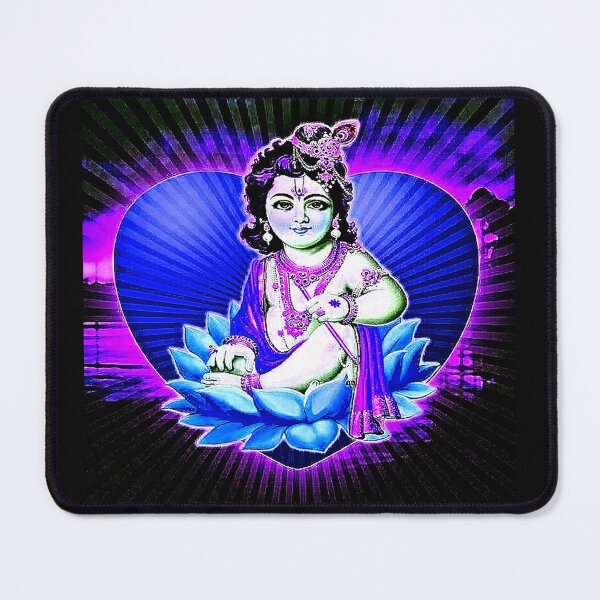 Item preview, Lord Krishna in a Blue Lotus Blue Heart designed and sold by Earth Nature Creations.