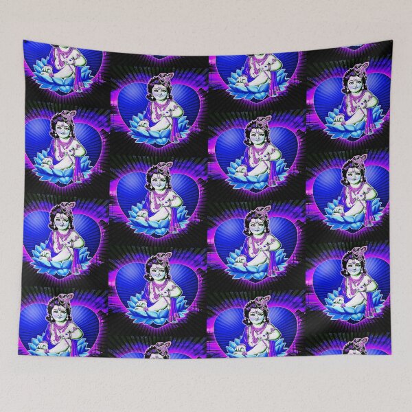 Item preview, Lord Krishna in a Blue Lotus Blue Heart designed and sold by Earth Nature Creations.