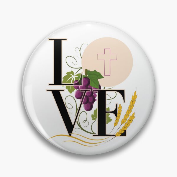 Item preview, Eucharist LOVE Typography Host Wheat Grapes designed and sold by Brasilia.