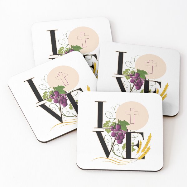 Item preview, Eucharist LOVE Typography Host Wheat Grapes designed and sold by Brasilia.