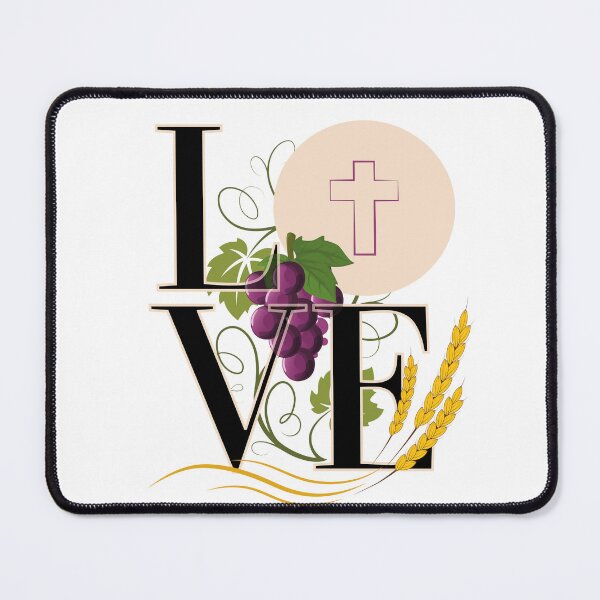 Item preview, Eucharist LOVE Typography Host Wheat Grapes designed and sold by Brasilia.
