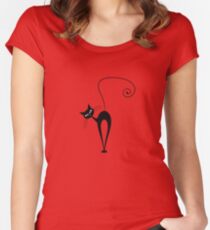 Black cat silhouette Women's Fitted Scoop T-Shirt