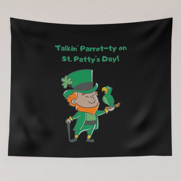 Item preview, St patricks day parrot- party coordinator - Talkin' Parrot-ty on St. Patty's Day! funny gifts for man saint patricks day designed and sold by VectorPower.