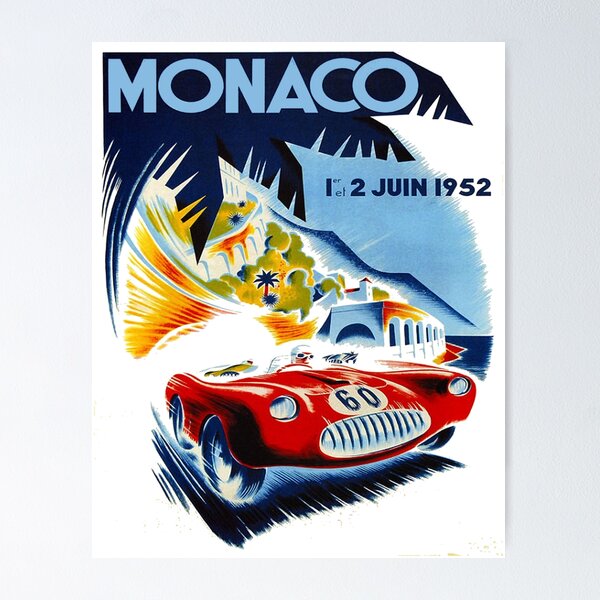 Item preview, MONACO : Vintage 1952 Grand Prix Auto Racing Print designed and sold by posterbobs.