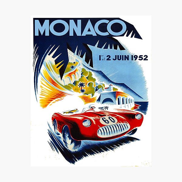 Item preview, MONACO : Vintage 1952 Grand Prix Auto Racing Print designed and sold by posterbobs.