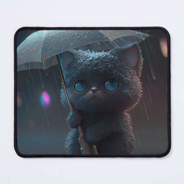 Item preview, Cute Black Cat with Blue Eyes in Rain #156 designed and sold by inFusion94.