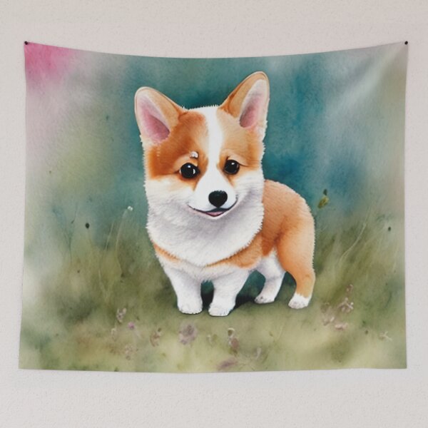 Item preview, Cute Corgi Puppy Art 1 designed and sold by cutiepeaupies.