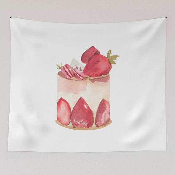 Item preview, Strawberry Fruit Cake with Macarons  designed and sold by silviaol.