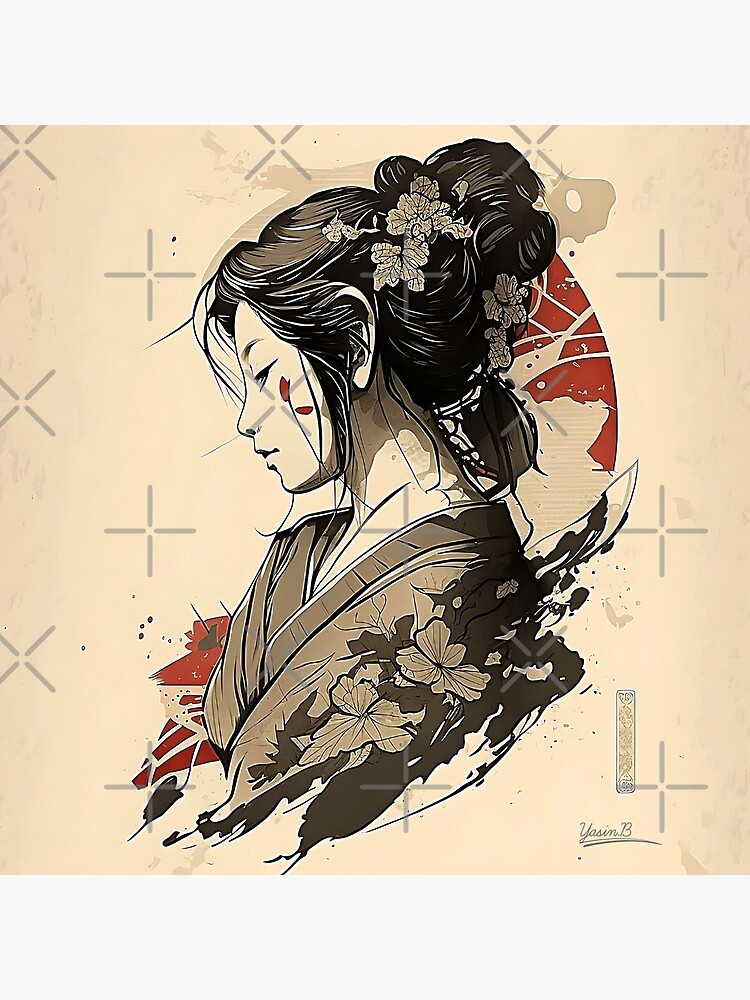 Buy A3 Neo Traditional Japanese Geisha Lady Head Hannya Mask Cherry Blossom Japanese  Tattoo Art Print Online in India - Etsy
