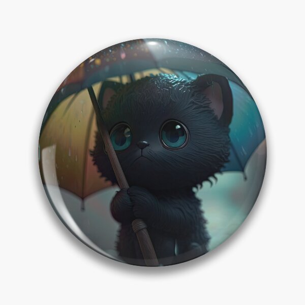 Item preview, Pls Buy Me - Cute Black Cat with Blue Eyes in Rain #181 designed and sold by inFusion94.