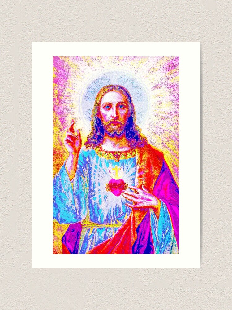 Modern Sacred Heart of Jesus Christ retro retrowave 80s style HD High  Quality Online Store | Art Print