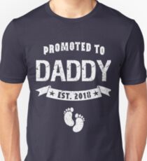 Promoted To Daddy Est 2018 Baby Footprint Shirt Father Funny Unisex T-Shirt