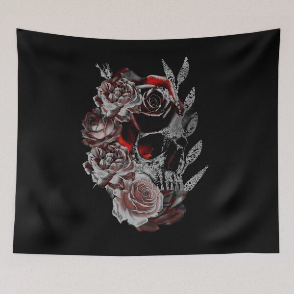 Item preview,  Skull with Black and Red Roses designed and sold by Gothic Fantasy.