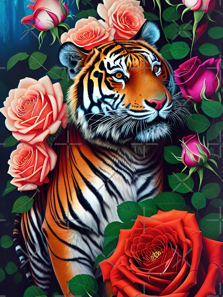 Thumbnail 4 of 4, Samsung Galaxy Phone Case, Tiger Amongst Roses designed and sold by RockingPandS.