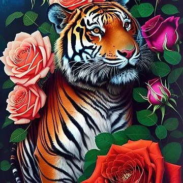 Artwork thumbnail, Tiger Amongst Roses by RockingPandS