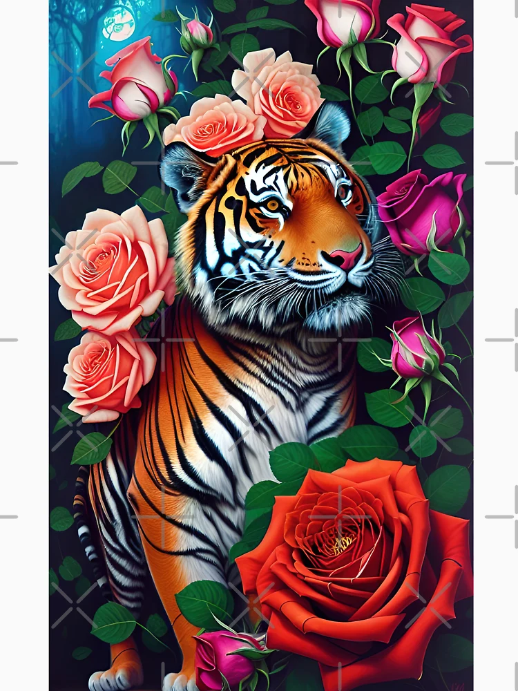 Thumbnail 6 of 6, Pullover Hoodie, Tiger Amongst Roses designed and sold by RockingPandS.