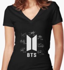 bts bangtan boys signatures signature autograph Women's Fitted V-Neck T-Shirt
