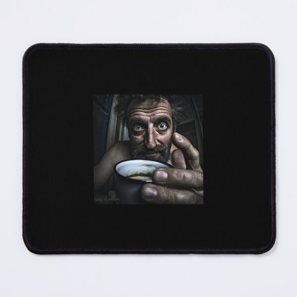 Item preview, Man Sipping Coffee (black and white portrait) designed and sold by UglyAIArtwork.