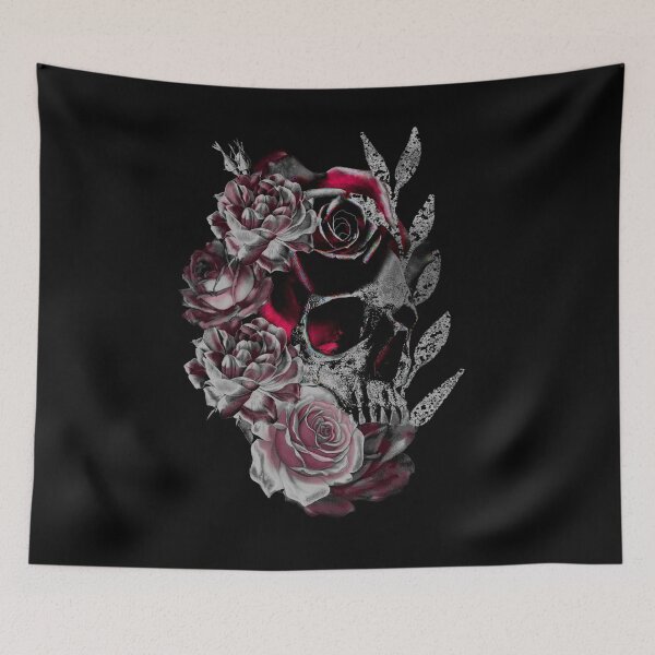 Item preview,   Skull with Black and Pink Roses designed and sold by Gothic Fantasy.