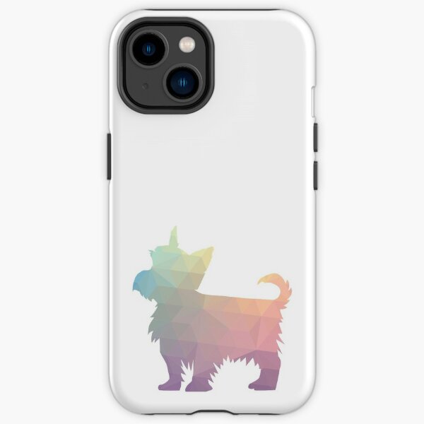 Yorkie Dog Colorful Geometric Pattern Silhouette - Pastel iPhone Tough Case