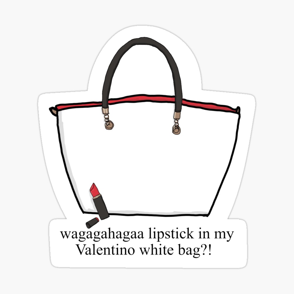 Ondartet tumor Land med statsborgerskab Forbedring Lipstick in my Valentino white bag?!" Sticker for Sale by Sam Mandato |  Redbubble