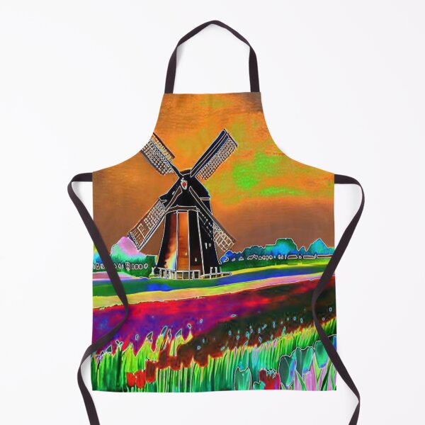 Item preview, Electric Neon Windmill in a Tulip Field at Sunset designed and sold by DelynCreates.