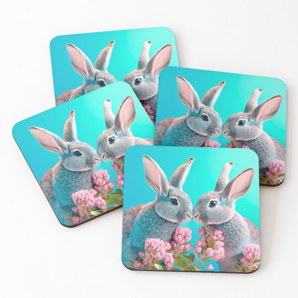 Item preview, Two Rabbits Kissing by the Flowers designed and sold by Chiron WADE.