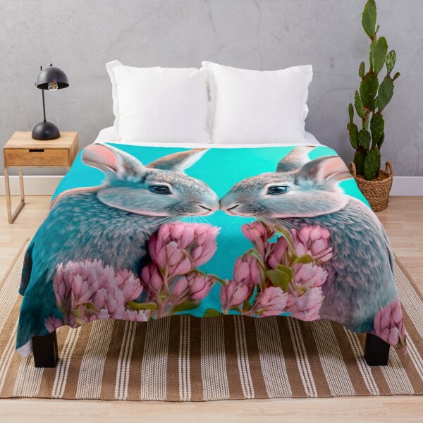 Item preview, Two Rabbits Kissing by the Flowers designed and sold by Chiron WADE.