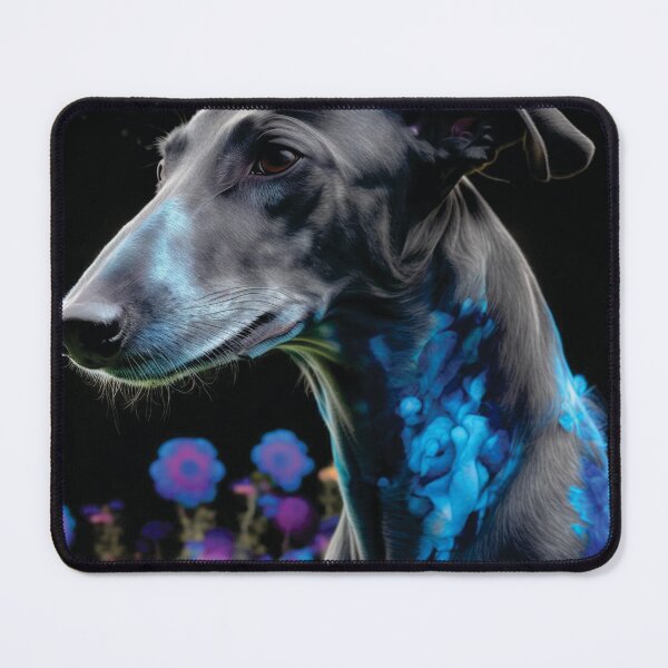 Item preview, Greyhound Blue Floral portrait designed and sold by HookedOnDogz.