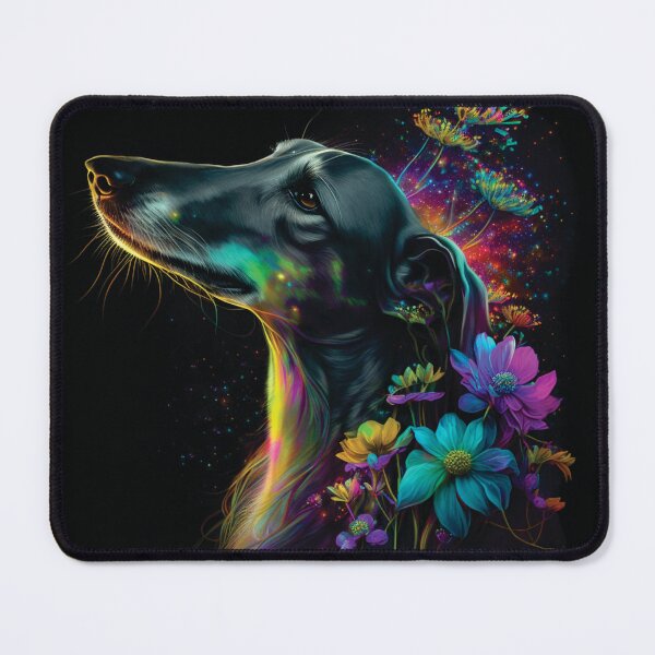 Item preview, Greyhound stardust floral portrait designed and sold by HookedOnDogz.