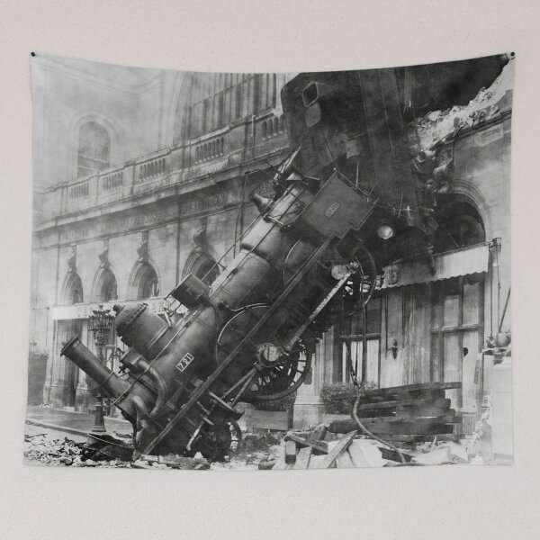 Item preview, Train Wreck At Montparnas, black and white photo 1895 designed and sold by Glimmersmith.