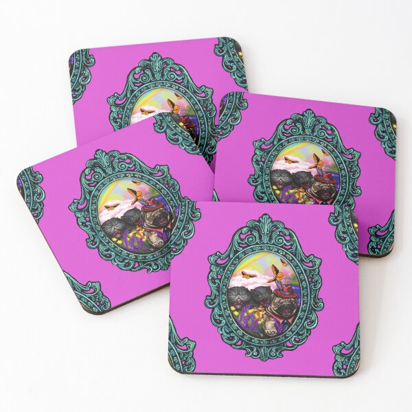 Item preview, Kitsch Cameo: Persian Kittens & Festive Pug designed and sold by FreyStrandDraws.